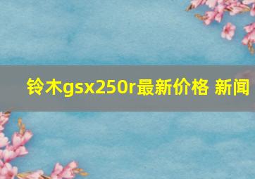 铃木gsx250r最新价格 新闻